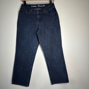 LL Bean Favorite Jean Womens 4 Reg Curvy Fit Dark Wash Indigo Denim Straight Leg